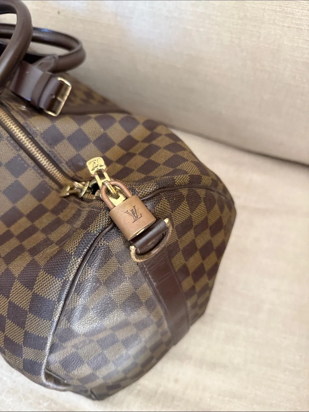Louis Vuitton Brown Checkered Duffel Bag
